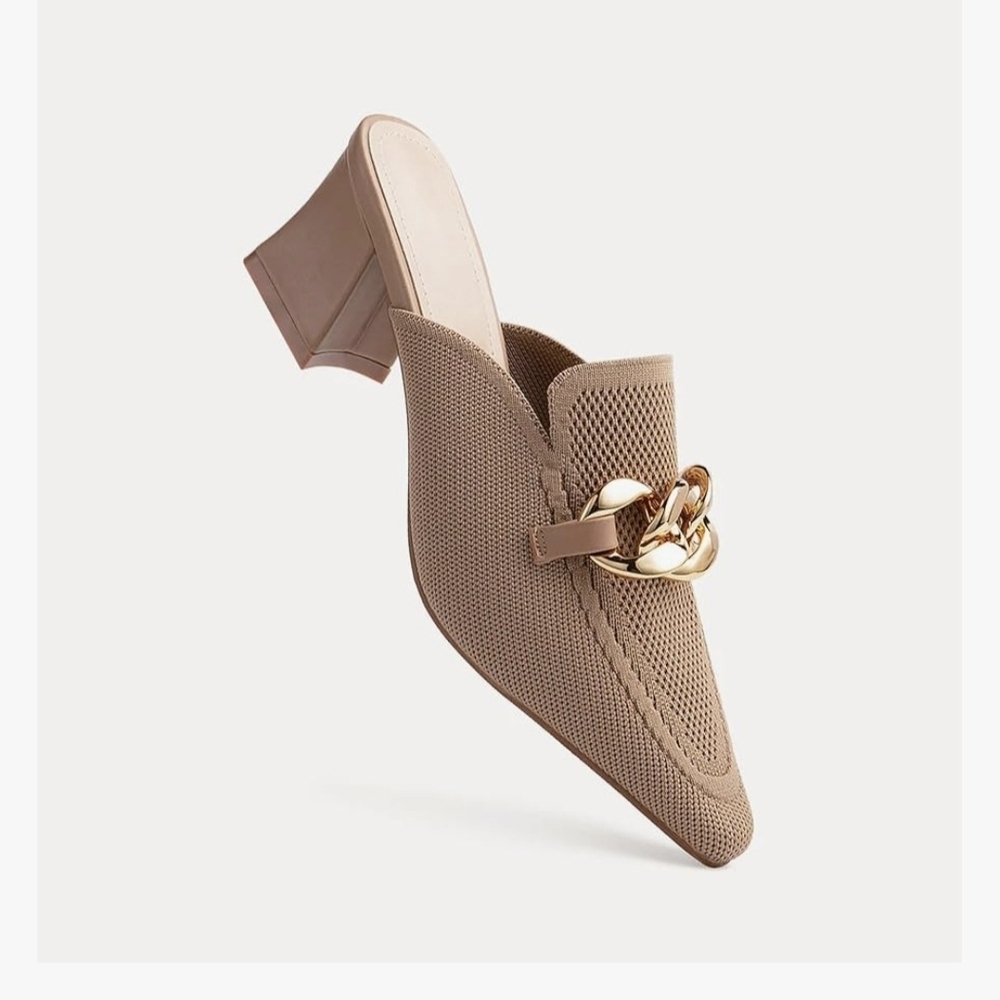 Knit Pointed Toe Chunky Heel Mules #962, 963 - Picture 16 of 16